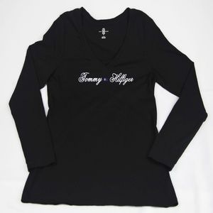 Tommy Hilfiger Long Sleeve V Neck with jewel logo